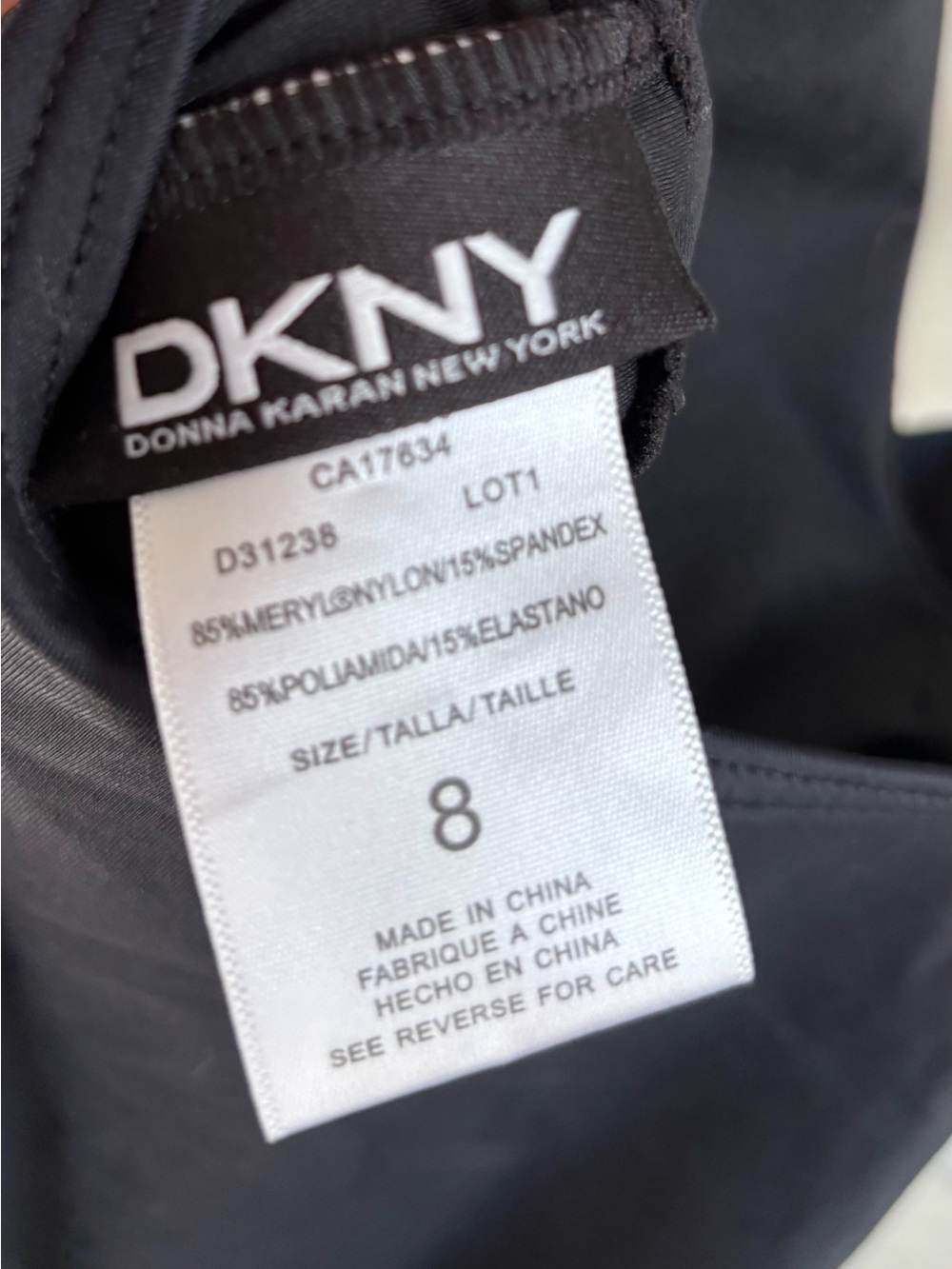 DKNY Black Ruched Side V-Neck One-Piece Swimsuit - Picture 3 of 3